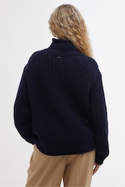 Barbour® Navy Rockliffe Rib Knitted Funnel Neck Jumper - Image 2 of 6