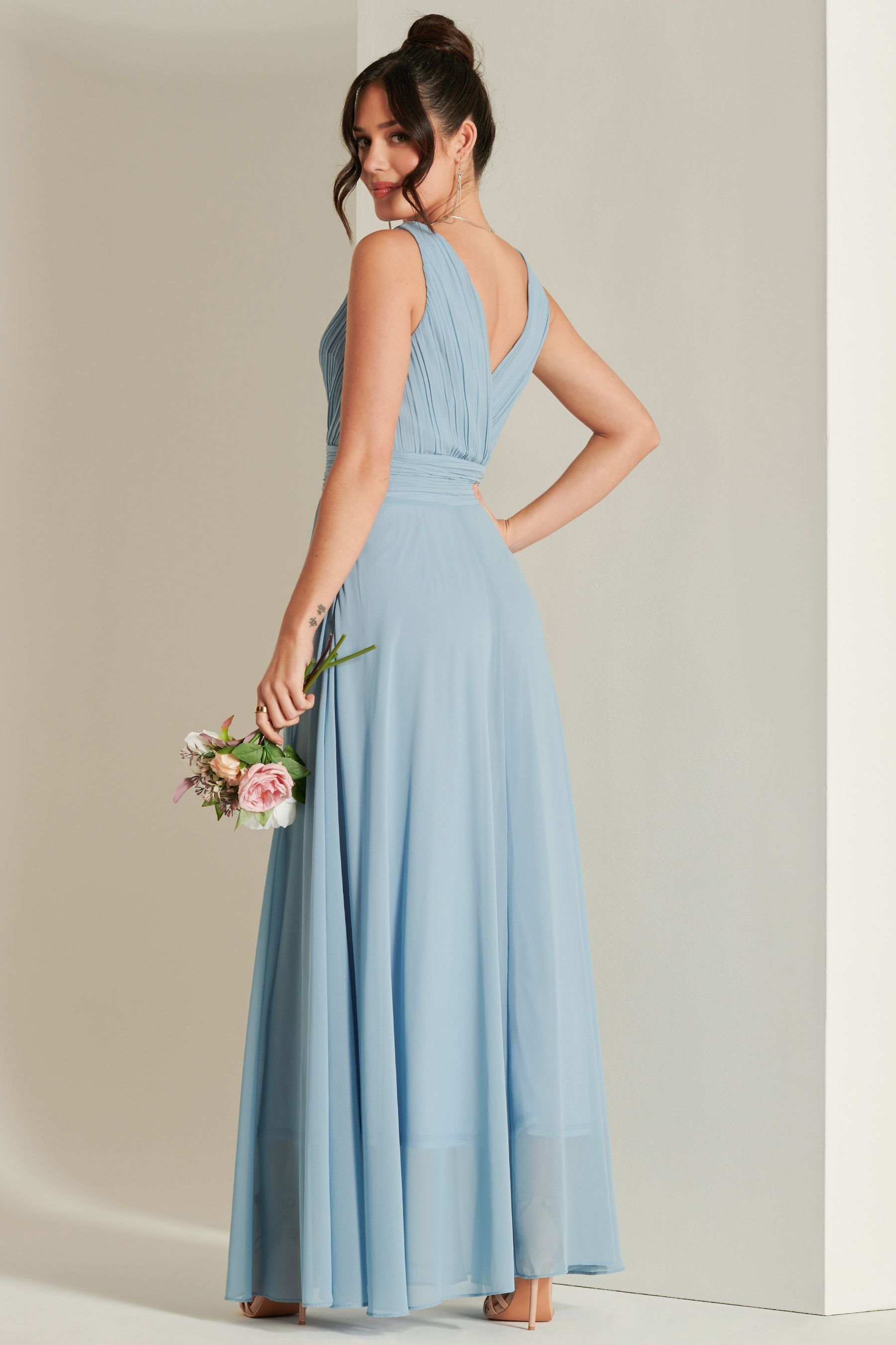 Buy Jolie Moi Blue Pleated Bodice Chiffon Maxi Dress from Next Luxembourg