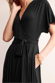 Boden Black Petite Kimono Wrap Jersey Midi Dress - Image 2 of 5
