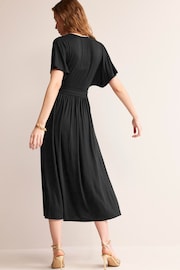 Boden Black Petite Kimono Wrap Jersey Midi Dress - Image 3 of 5