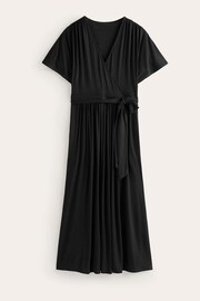 Boden Black Petite Kimono Wrap Jersey Midi Dress - Image 5 of 5