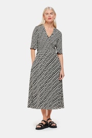 Whistles Black Petite Diagonal Ripple Shirred Dress - Image 1 of 4