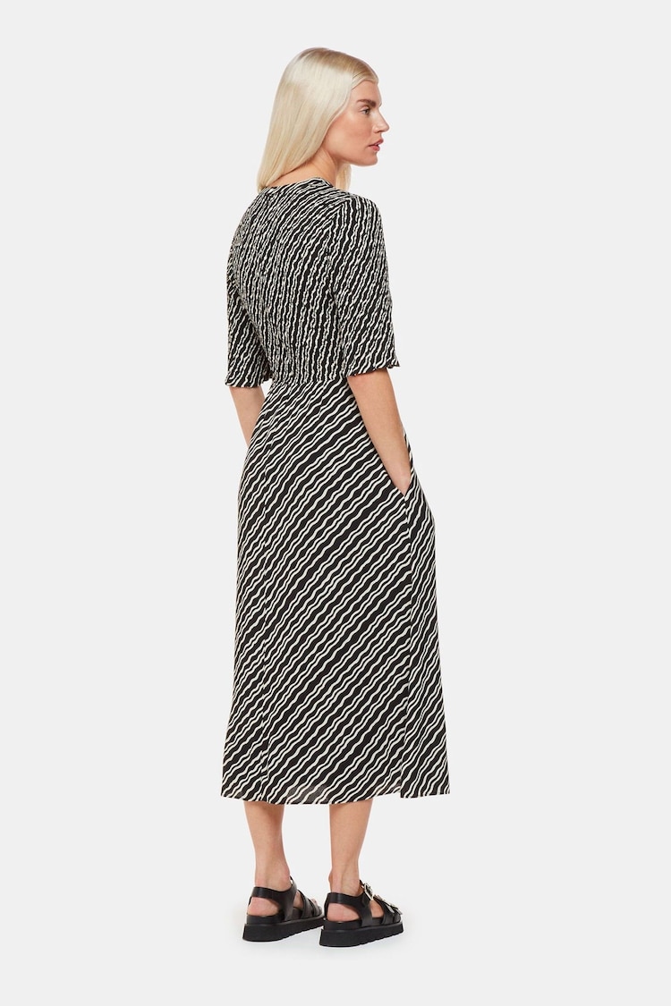 Whistles Black Petite Diagonal Ripple Shirred Dress - Image 2 of 4