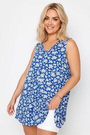 Yours Curve Blue Pleated Swing Vest - Image 1 of 5