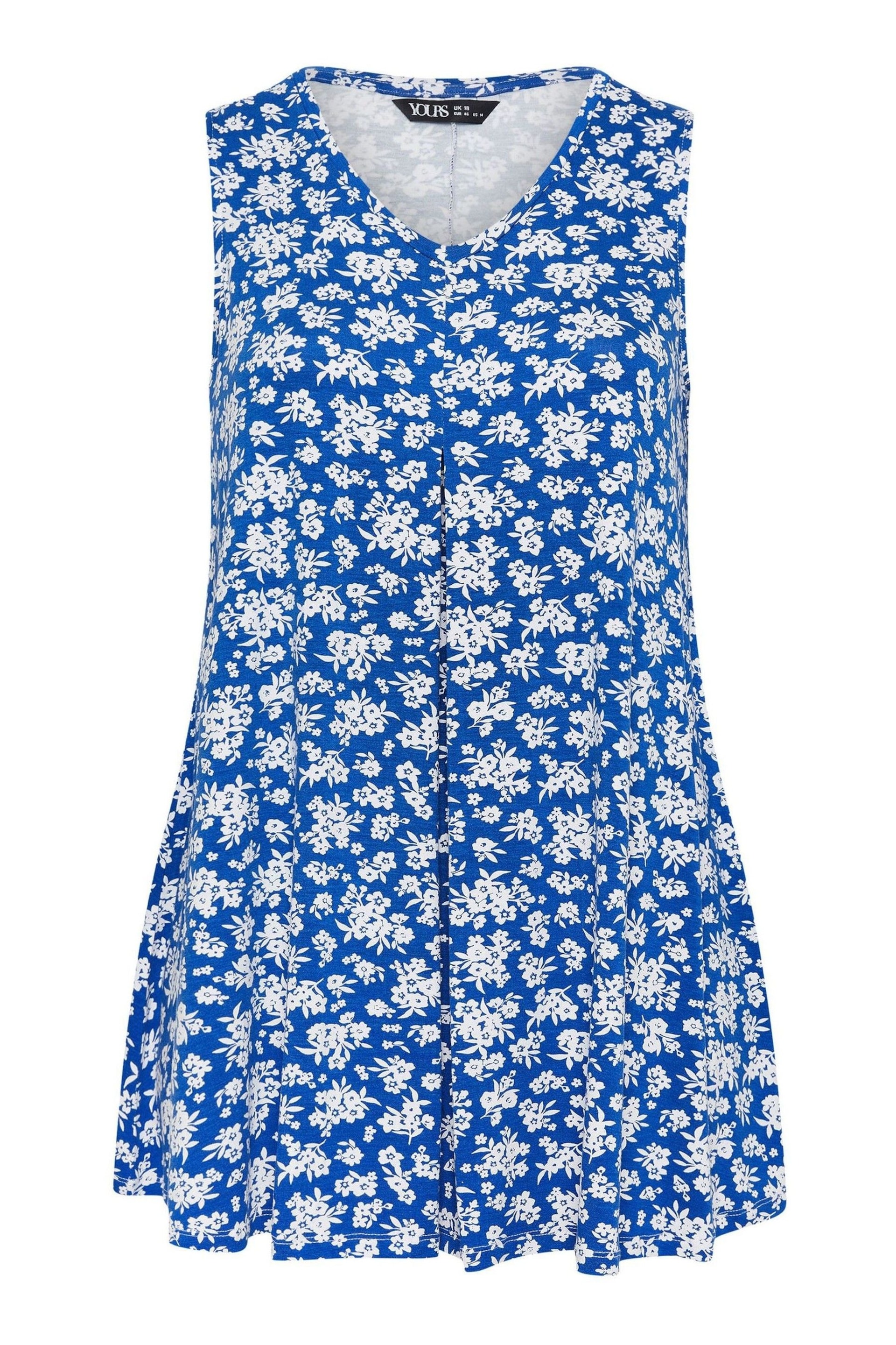 Yours Curve Blue Pleated Swing Vest - Image 5 of 5