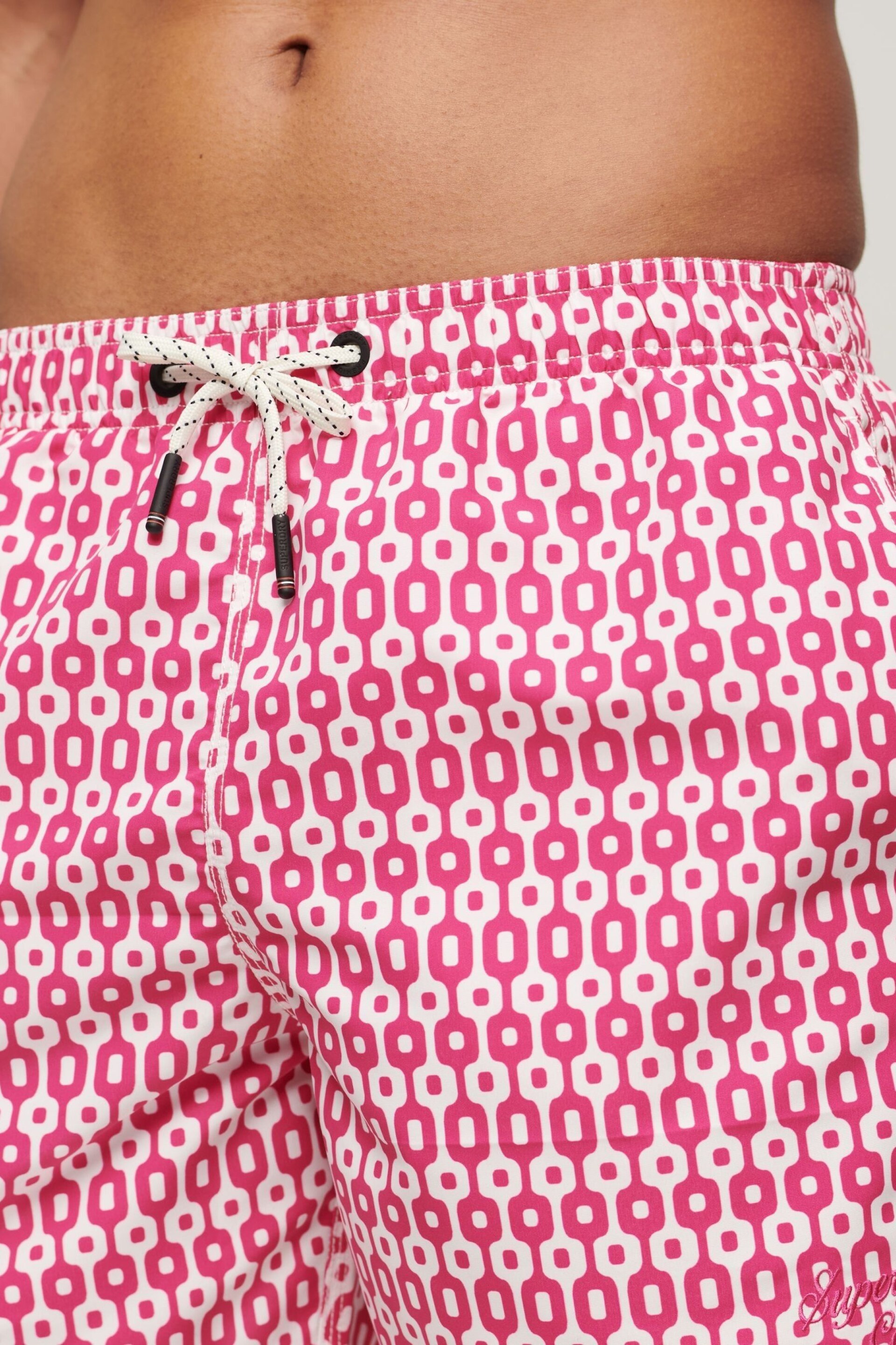 Superdry Pink Geo Print Printed 15" Swim Shorts - Image 2 of 4