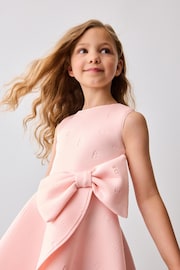 Baker by Ted Baker Pink Bow Waist Embossed Scuba Dress - Image 5 of 9