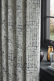 Silver Collection Luxe Heavyweight Cut Velvet Abstract Eyelet Lined Curtains - Image 3 of 5