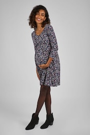 JoJo Maman Bébé Navy Blue Maternity & Nursing Jersey Dress - Image 1 of 4