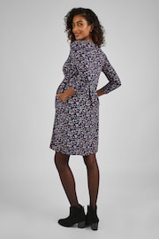 JoJo Maman Bébé Navy Blue Jersey V-Neck Maternity and Nursing Dress - Image 2 of 4