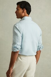 Reiss Soft Blue Cecil Textured Garment Dyed Button-Through Shirt - Image 4 of 5