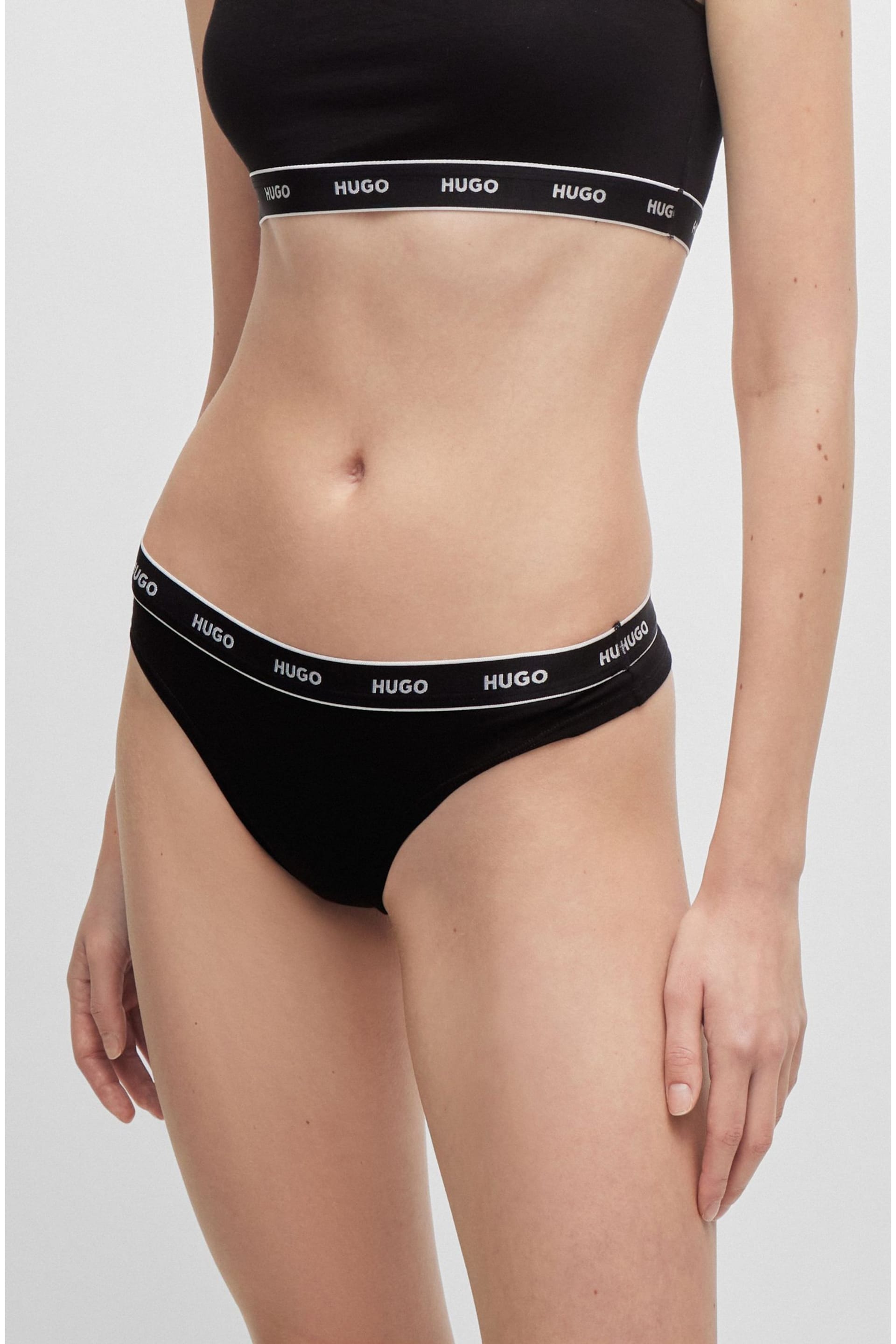 HUGO Pink Of Stretch-Cotton Thongs 3 Pack With Logo Waistbands - Image 5 of 5