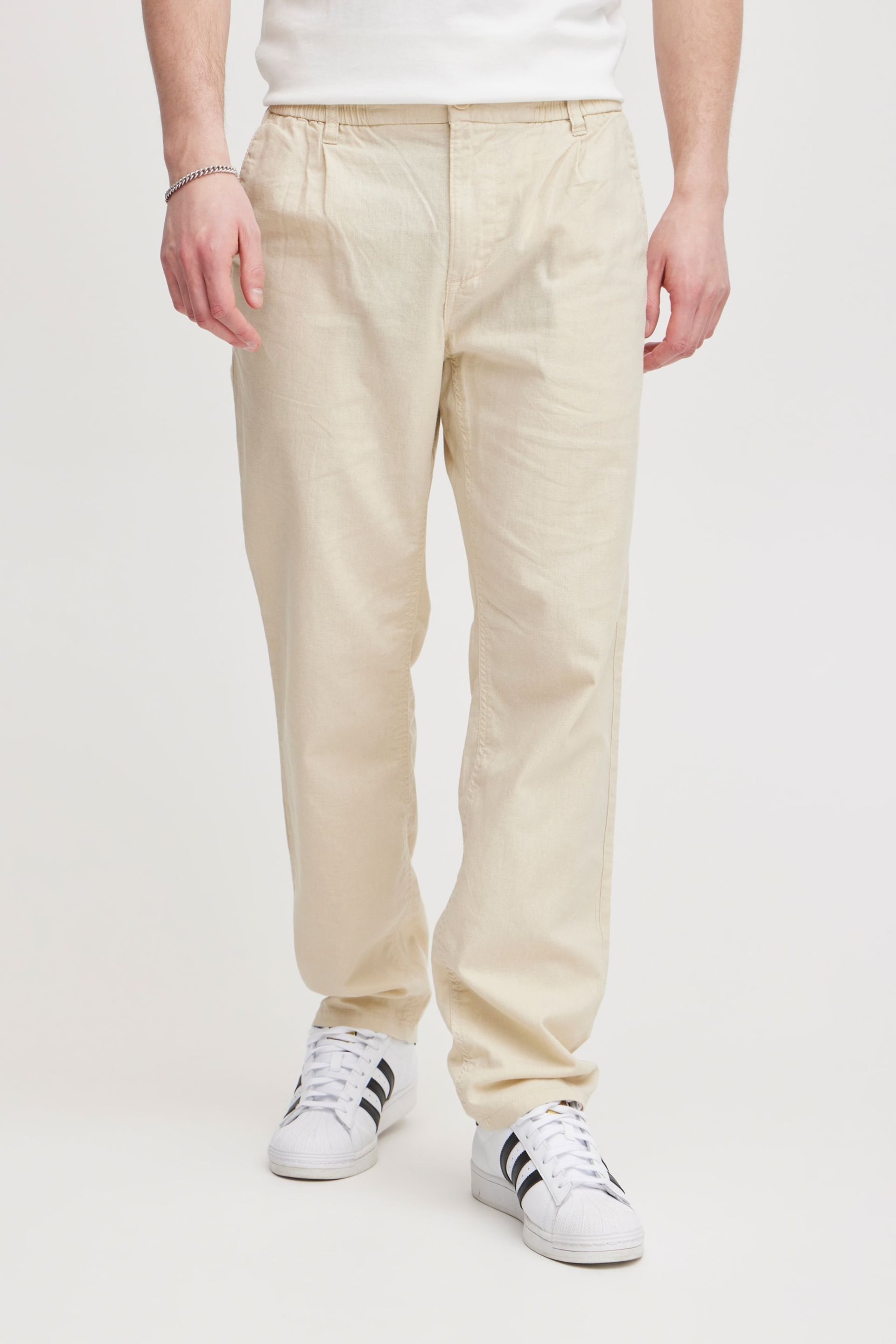 Blend Cream Linen Chino Trousers - Image 1 of 5