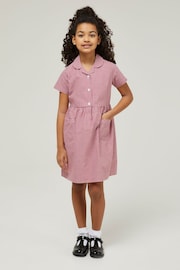 Trutex Red Gingham 2 Pack Button Front School Summer Dress - Image 2 of 6