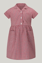 Trutex Red Gingham 2 Pack Button Front School Summer Dress - Image 4 of 6