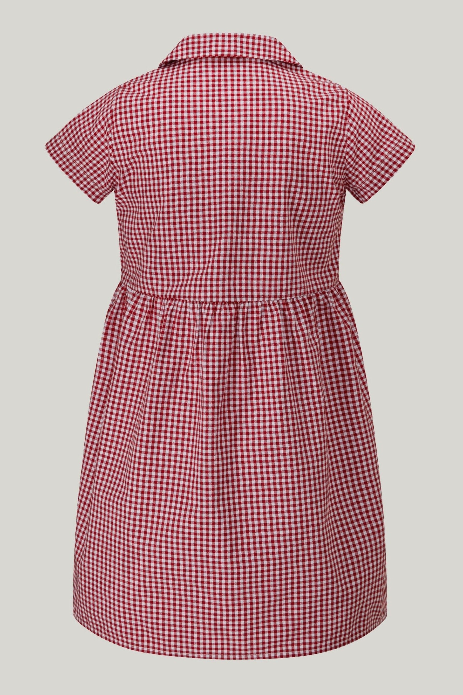 Trutex Red Gingham 2 Pack Button Front School Summer Dress - Image 5 of 6