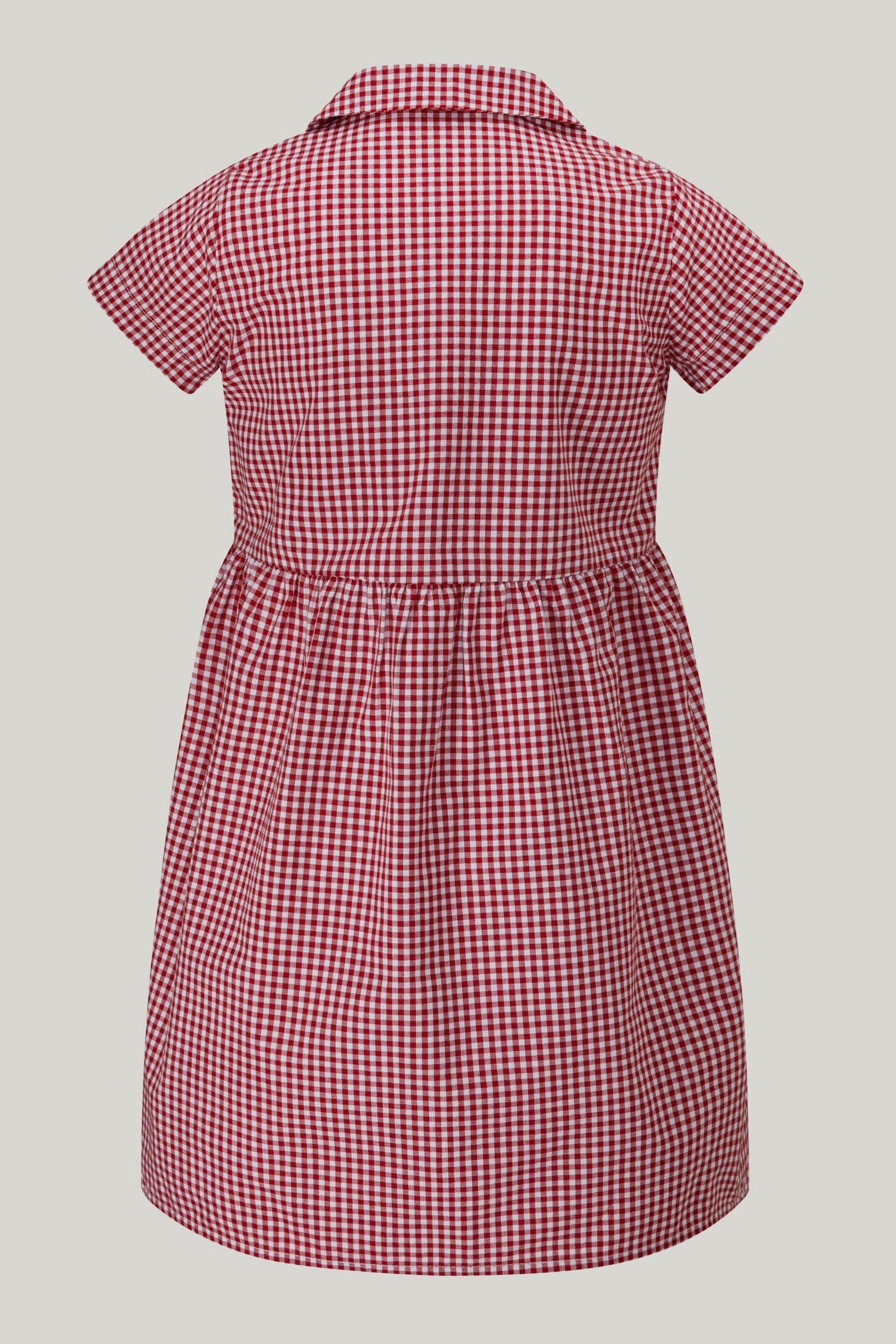Trutex Red Gingham 2 Pack Button Front School Summer Dress - Image 6 of 6