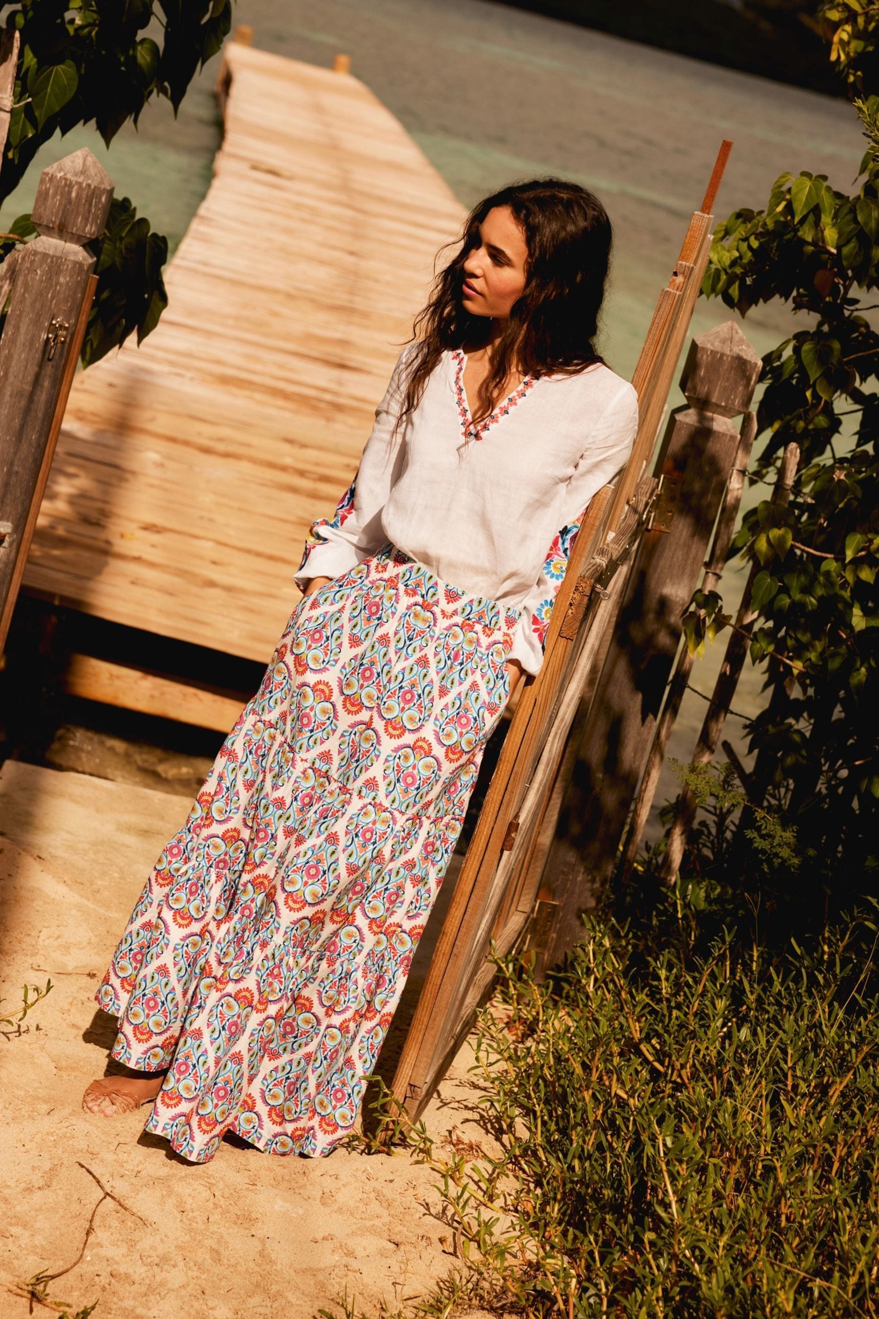 Cotton tiered maxi skirt uk clearance