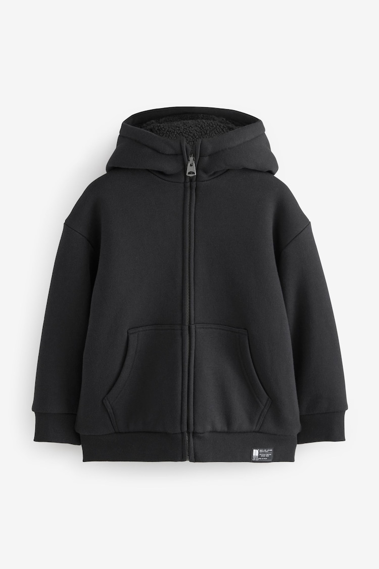 Buy Black Fleece Lined Zip Through Hoodie (3-16yrs) from the Next UK ...