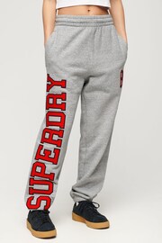 Superdry Grey College Logo Boyfriend Joggers - Image 1 of 6