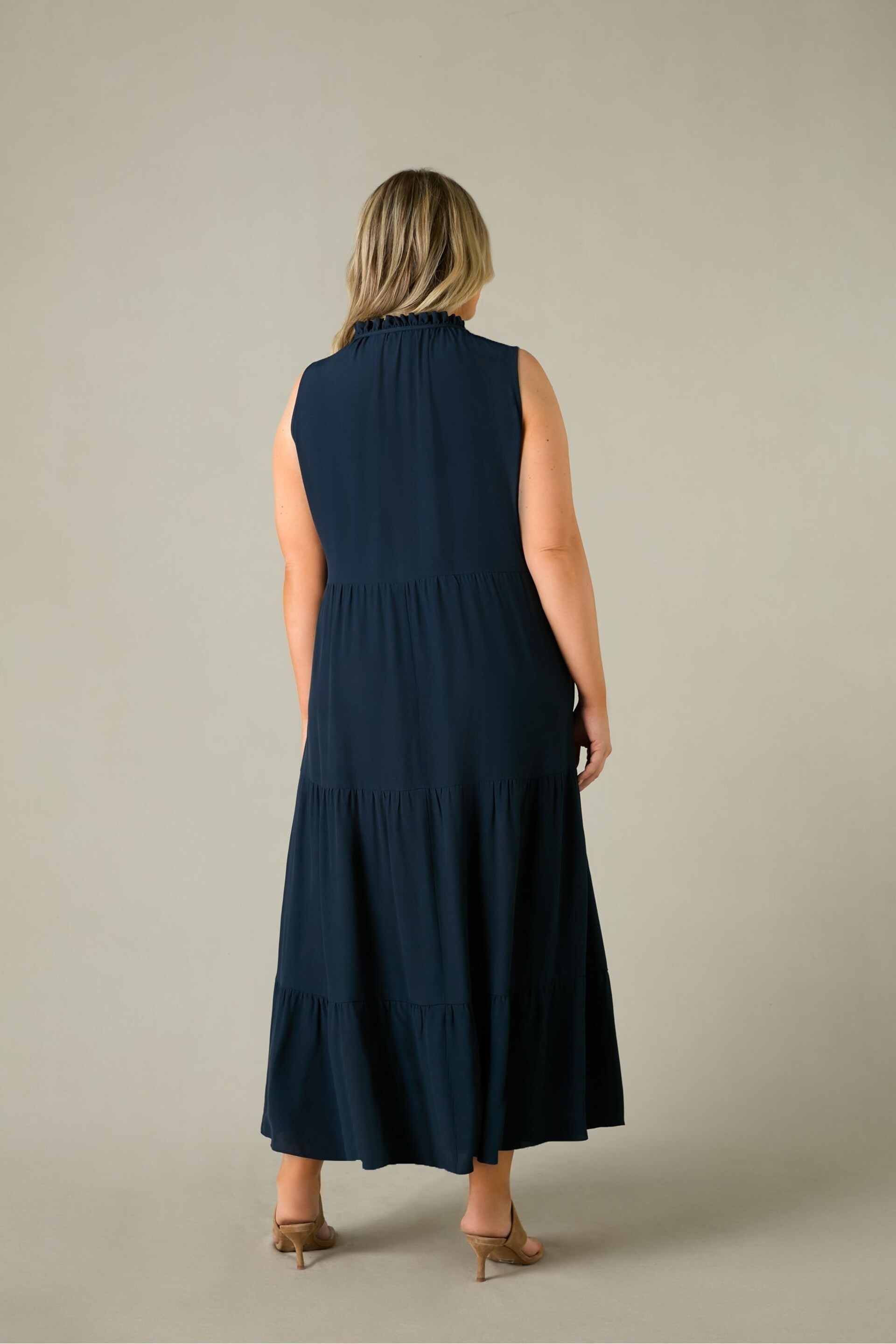 Live Unlimited Curve Navy Ruffle Midaxi Dress - Image 4 of 5