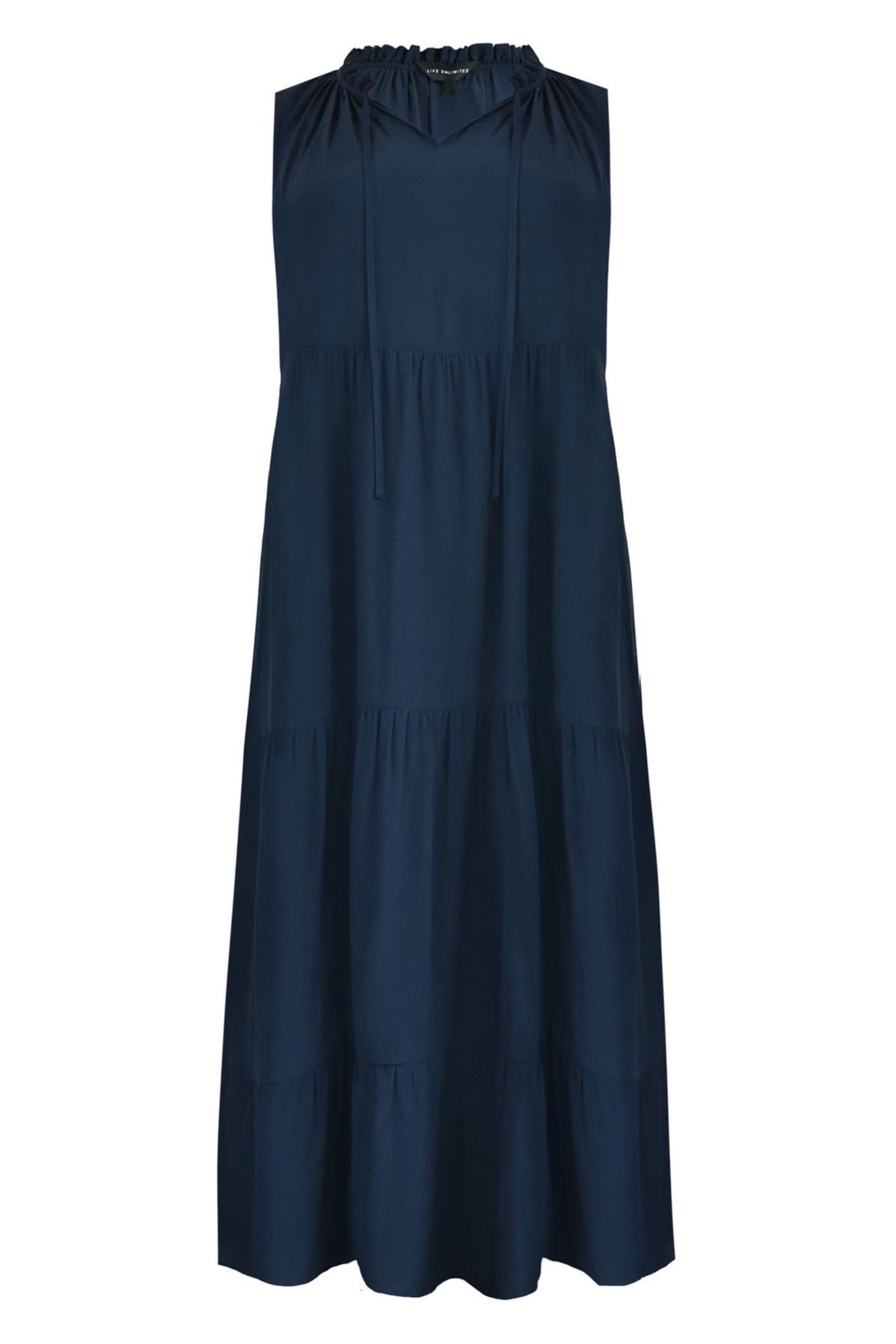 Live Unlimited Curve Navy Ruffle Midaxi Dress - Image 5 of 5