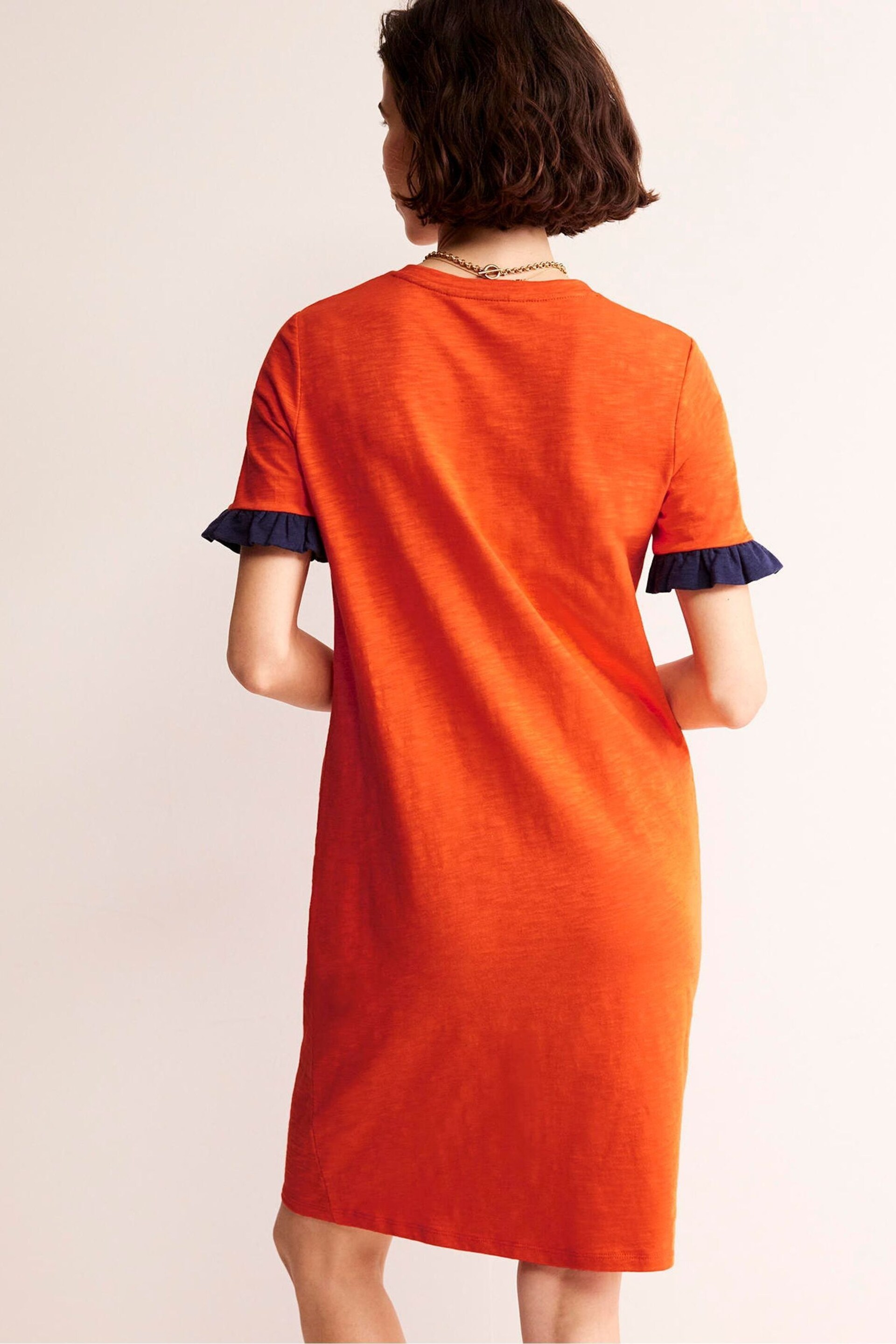 Boden Red Emily Ruffle Cotton Dress - Image 3 of 5