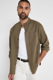 River Island Green Regular Fit Long Sleeve Linen Blend Shirt - Image 1 of 4