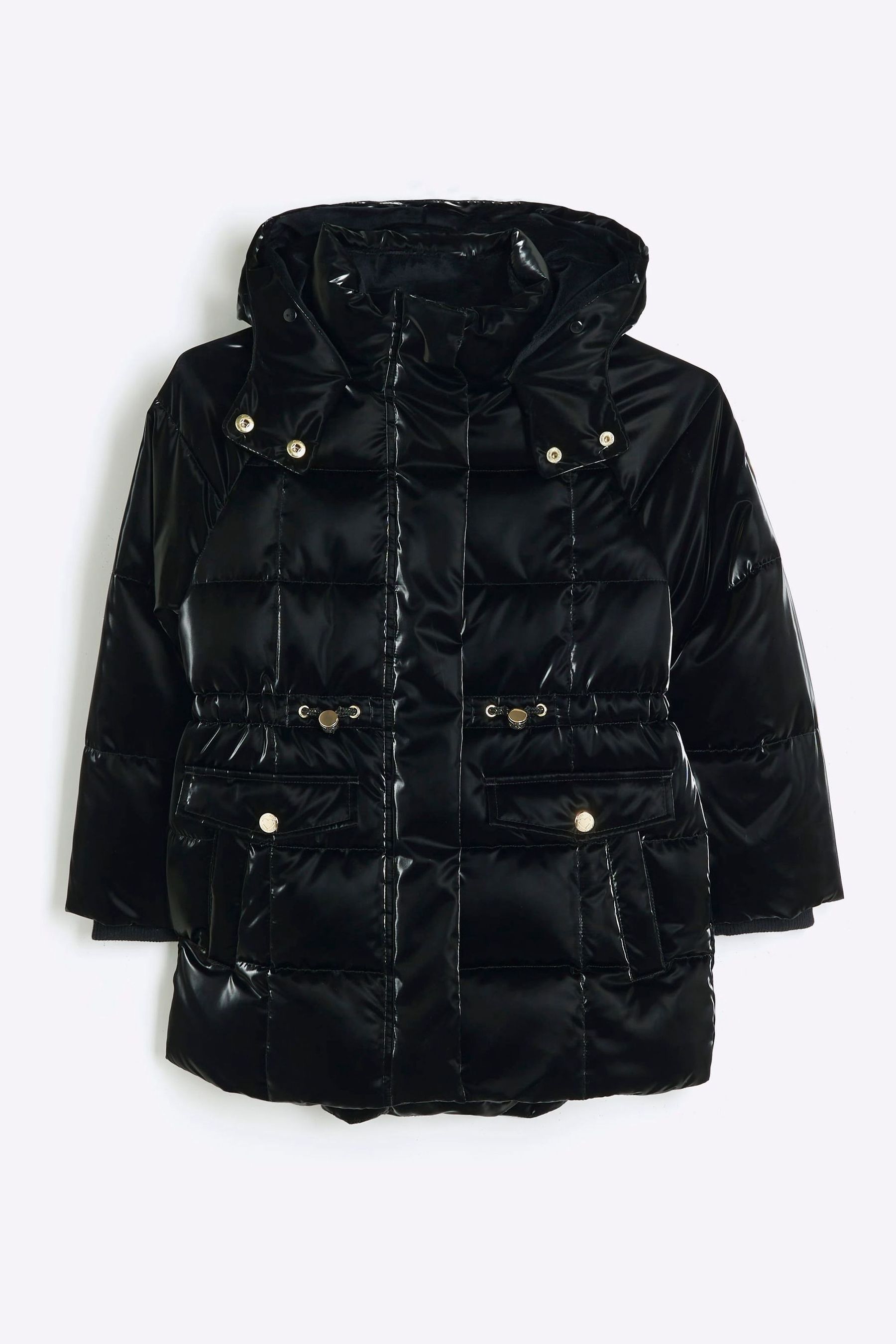River island girls black coat on sale