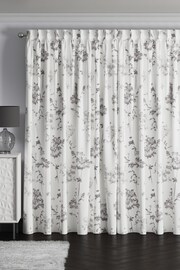 Grey Floral Made to Measure 100% Cotton Curtains - Image 2 of 9