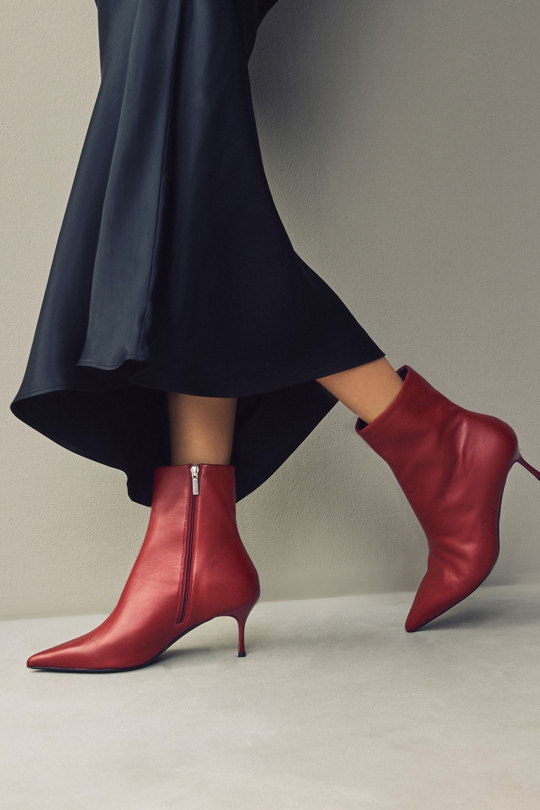 Red pointed ankle boots on sale