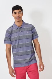 Crew Clothing Company Navy Blue Stripe Cotton Classic Polo Shirt - Image 1 of 5