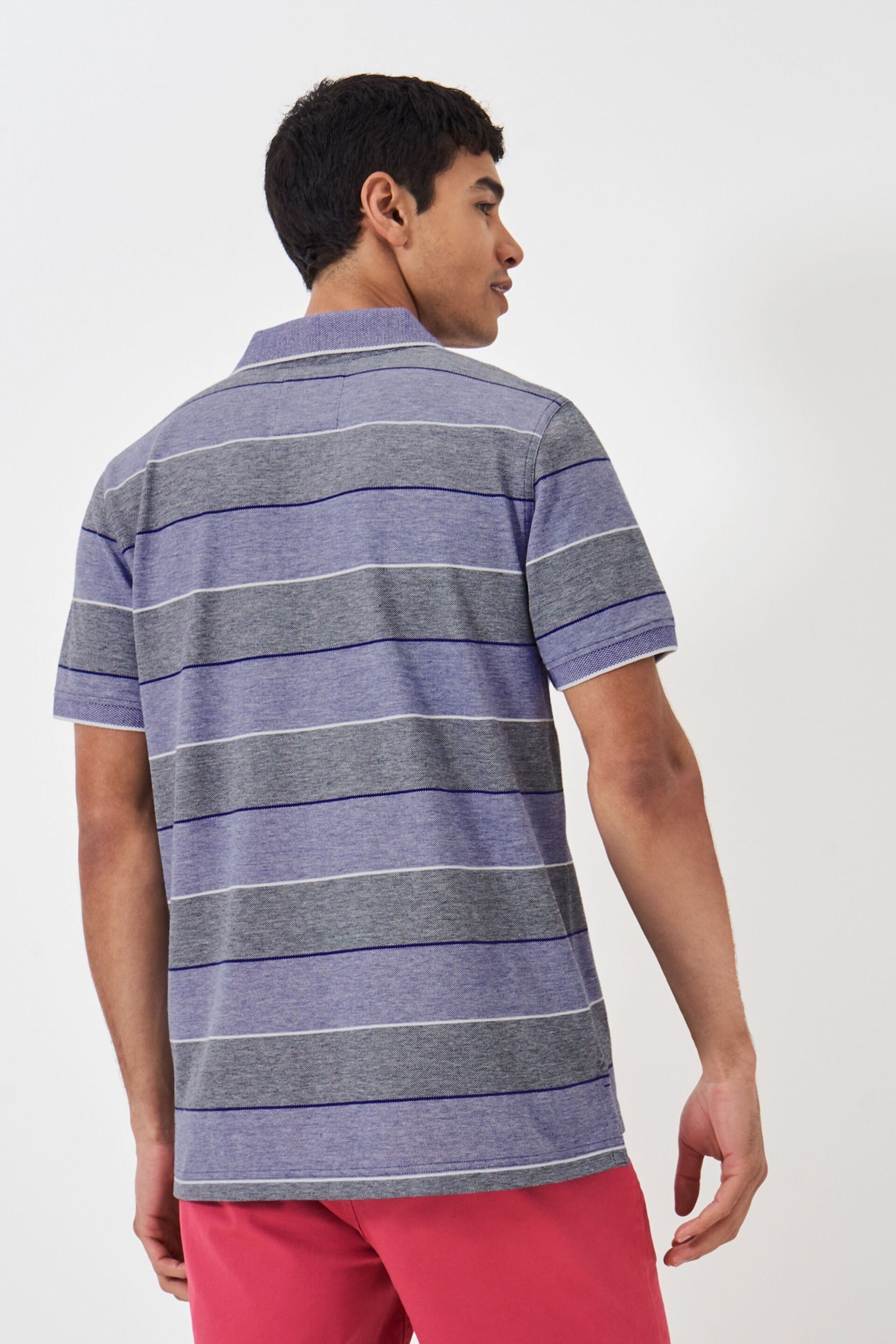 Crew Clothing Company Navy Blue Stripe Cotton Classic Polo Shirt - Image 2 of 5