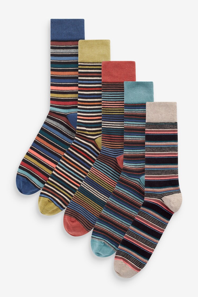 Buy Neutral/Green/Colour Pop Stripe Pattern Socks 5 Pack from the Next ...