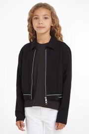 Calvin Klein Black Logo Tape Zip Jacket - Image 1 of 6
