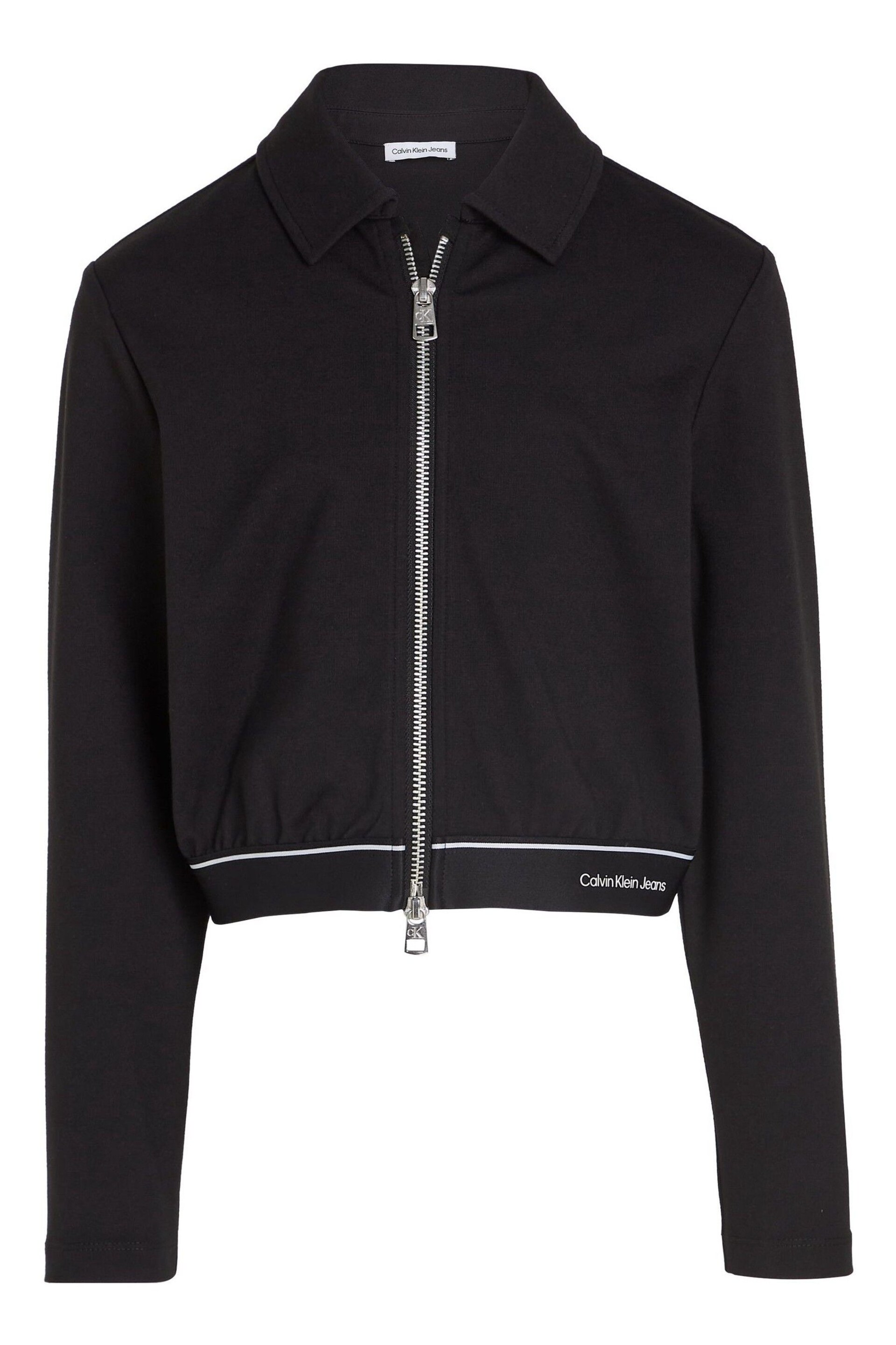 Calvin Klein Black Logo Tape Zip Jacket - Image 4 of 6