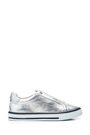 Moda in Pelle Silver Benni Elastic Slip On Trainers With Foxing Sole - Image 1 of 4