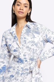 River Island Blue Belted Midi Shirt Dress - Image 3 of 4