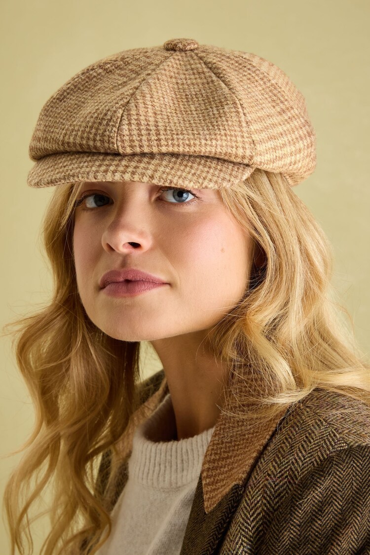 Joules Harrogate Brown/Cream Baker Boy Hat - Image 1 of 8