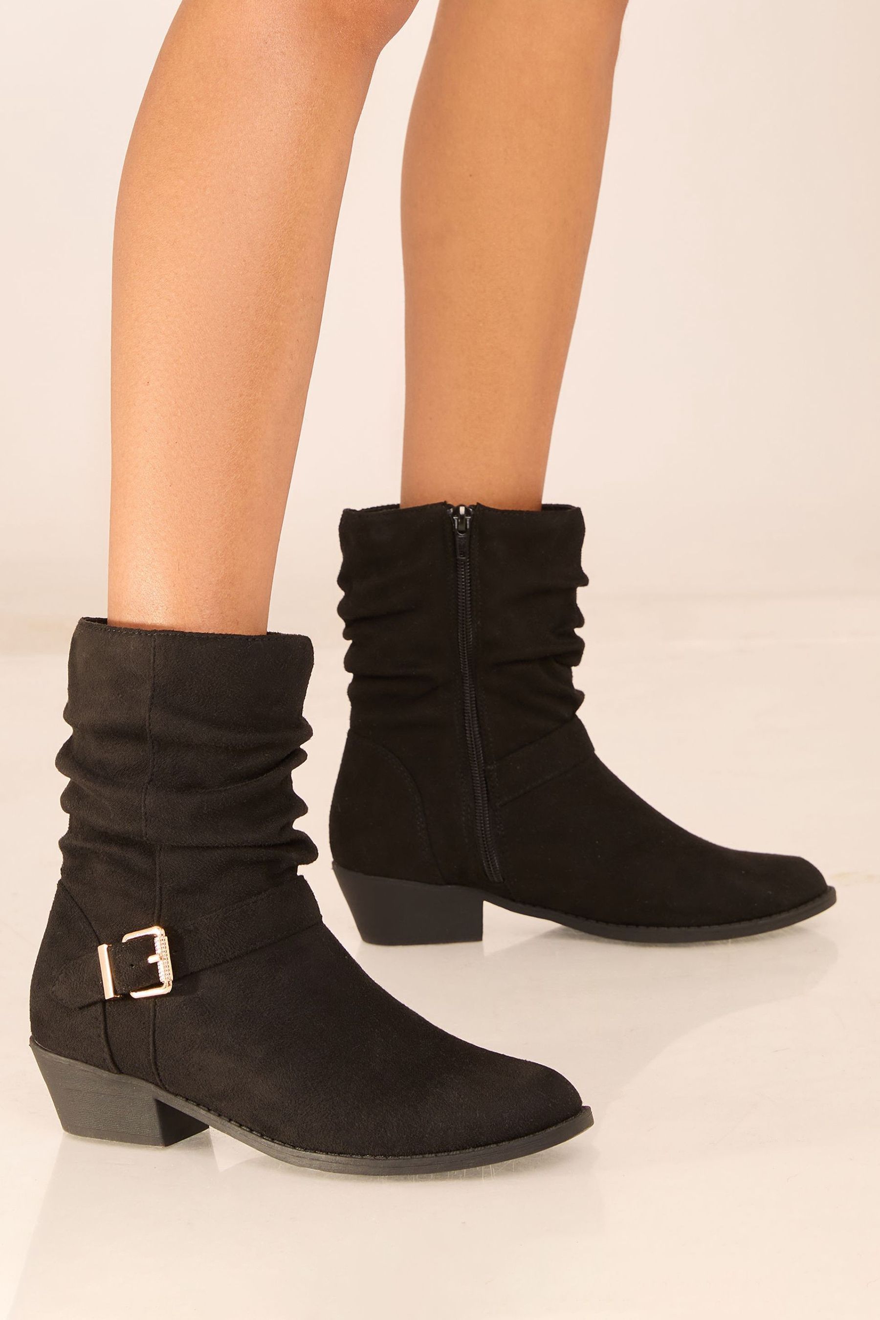 Grey ruched ankle boots top