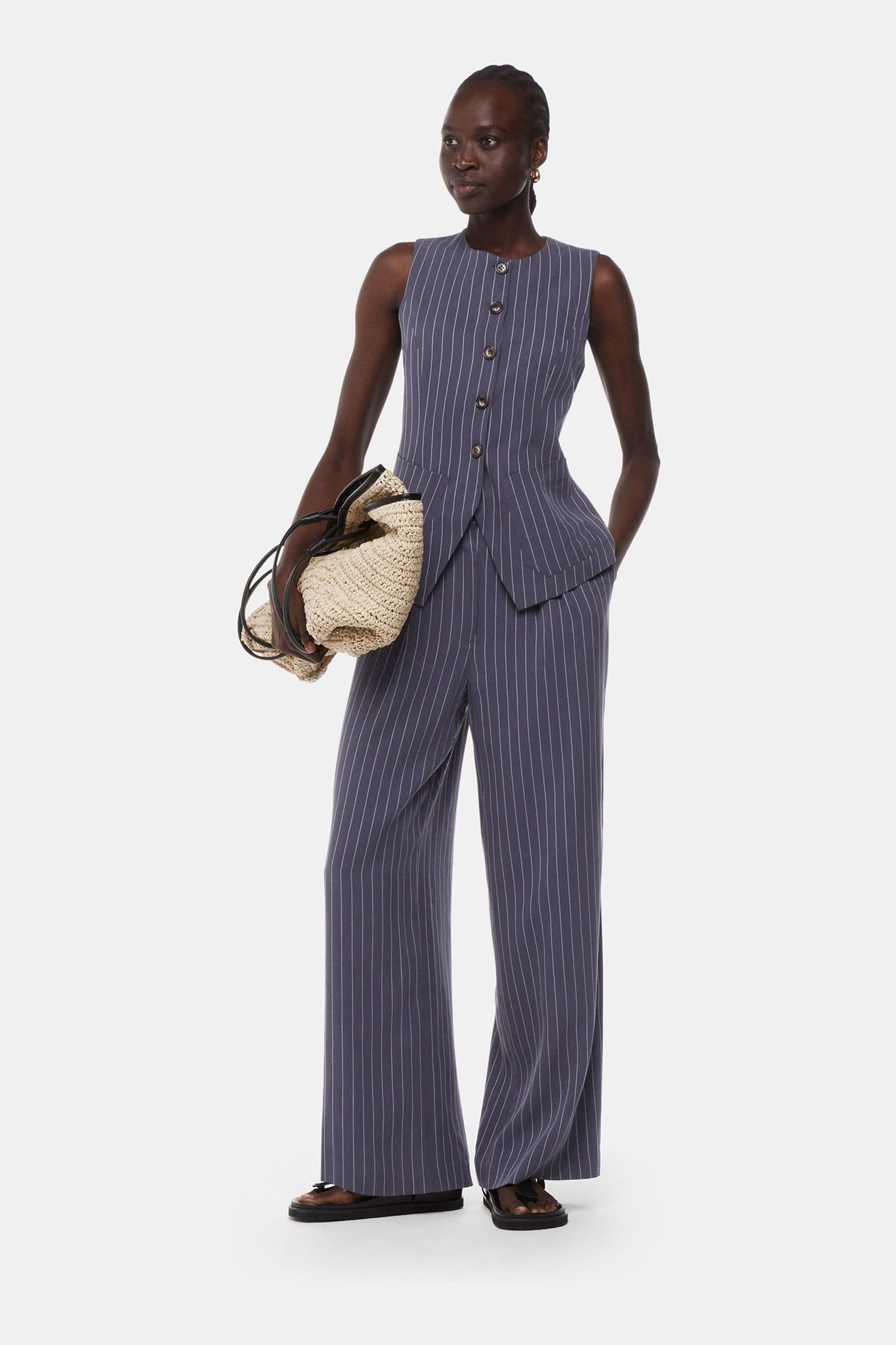 Buy Whistles Blue Lottie Pinstripe Waistcoat from Next Canada
