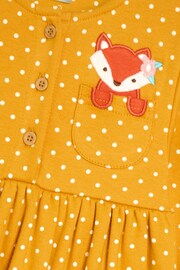 JoJo Maman Bébé Mustard Fox Appliqué Button Front Dress - Image 3 of 3