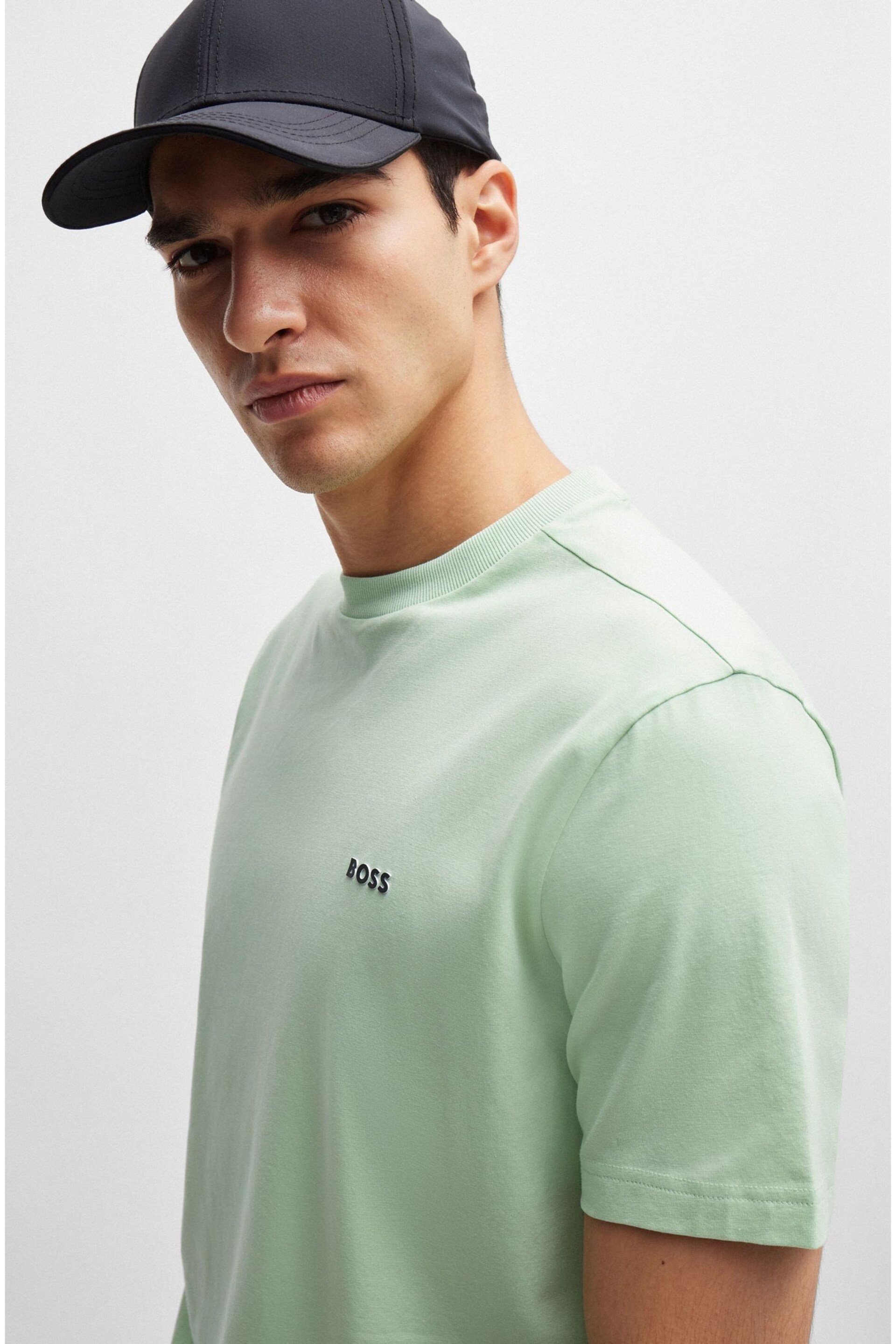 BOSS Green Stretch-Cotton Regular-Fit T-Shirt With Contrast Logo - Image 4 of 5