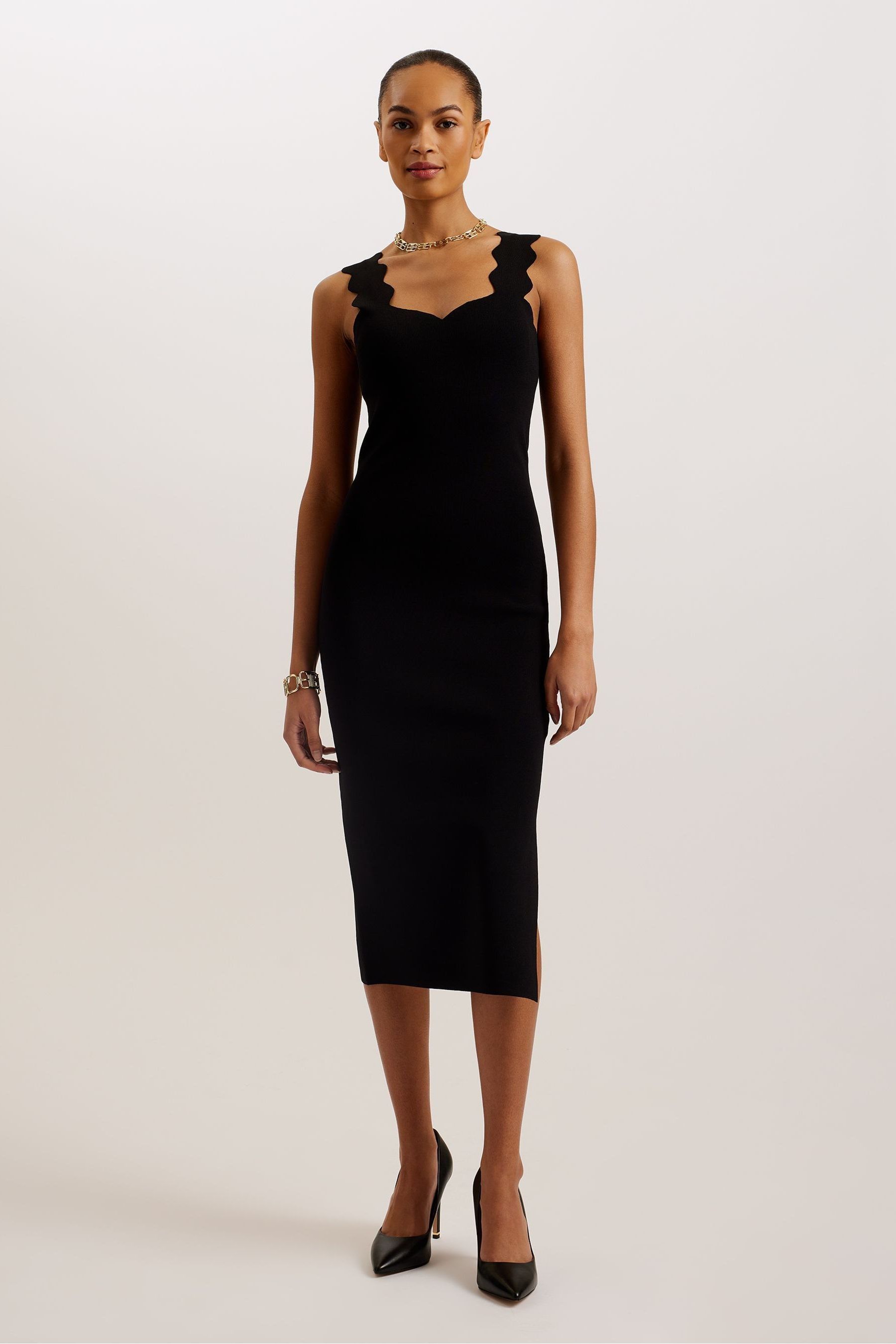 Buy Ted Baker Black Sharmay Scallop Detail Bodycon Dress from Next Luxembourg