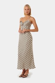 Forever New Nude Abby Satin Striped Midi Dress - Image 3 of 4