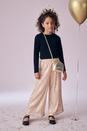 Gold Wide Leg Sequin Trousers (3-16yrs) - Image 1 of 6