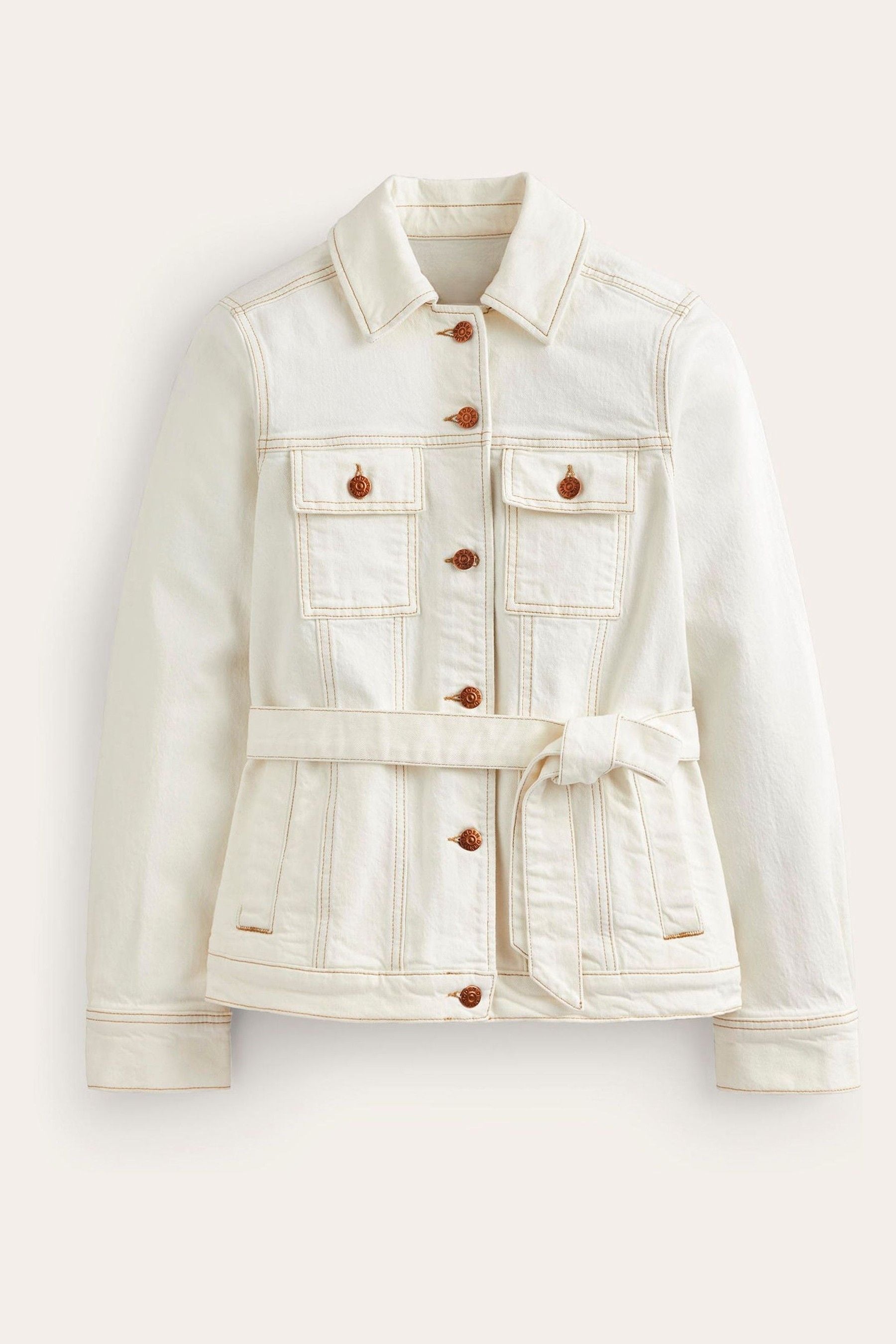 Cream belted jacket on sale