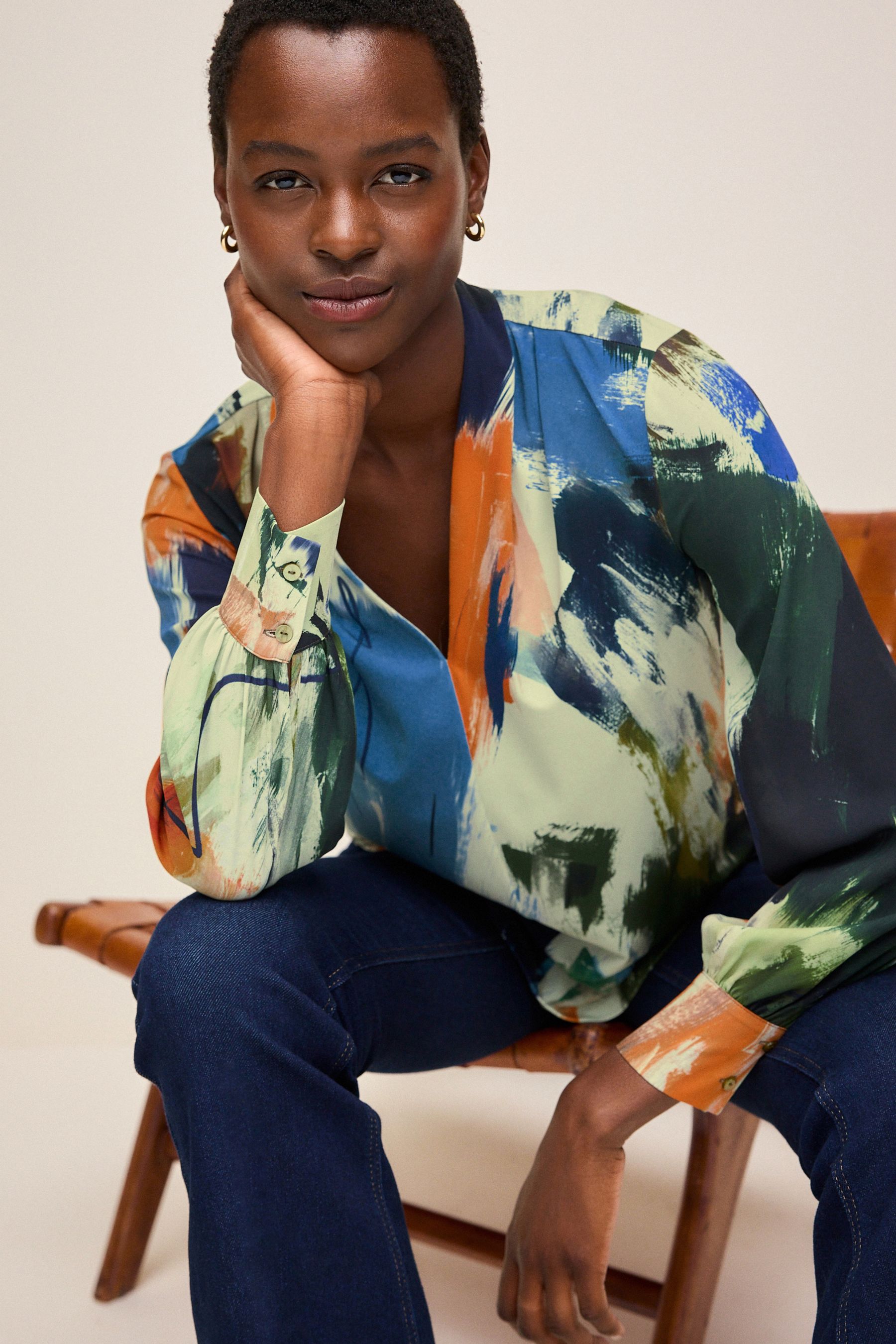 Printed long sleeve best sale