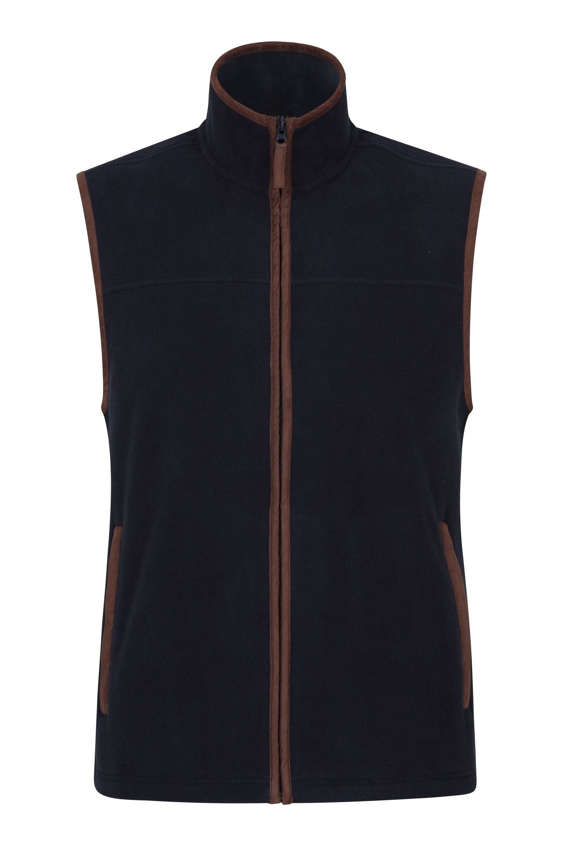 Mens fleece gilet with leather trim store