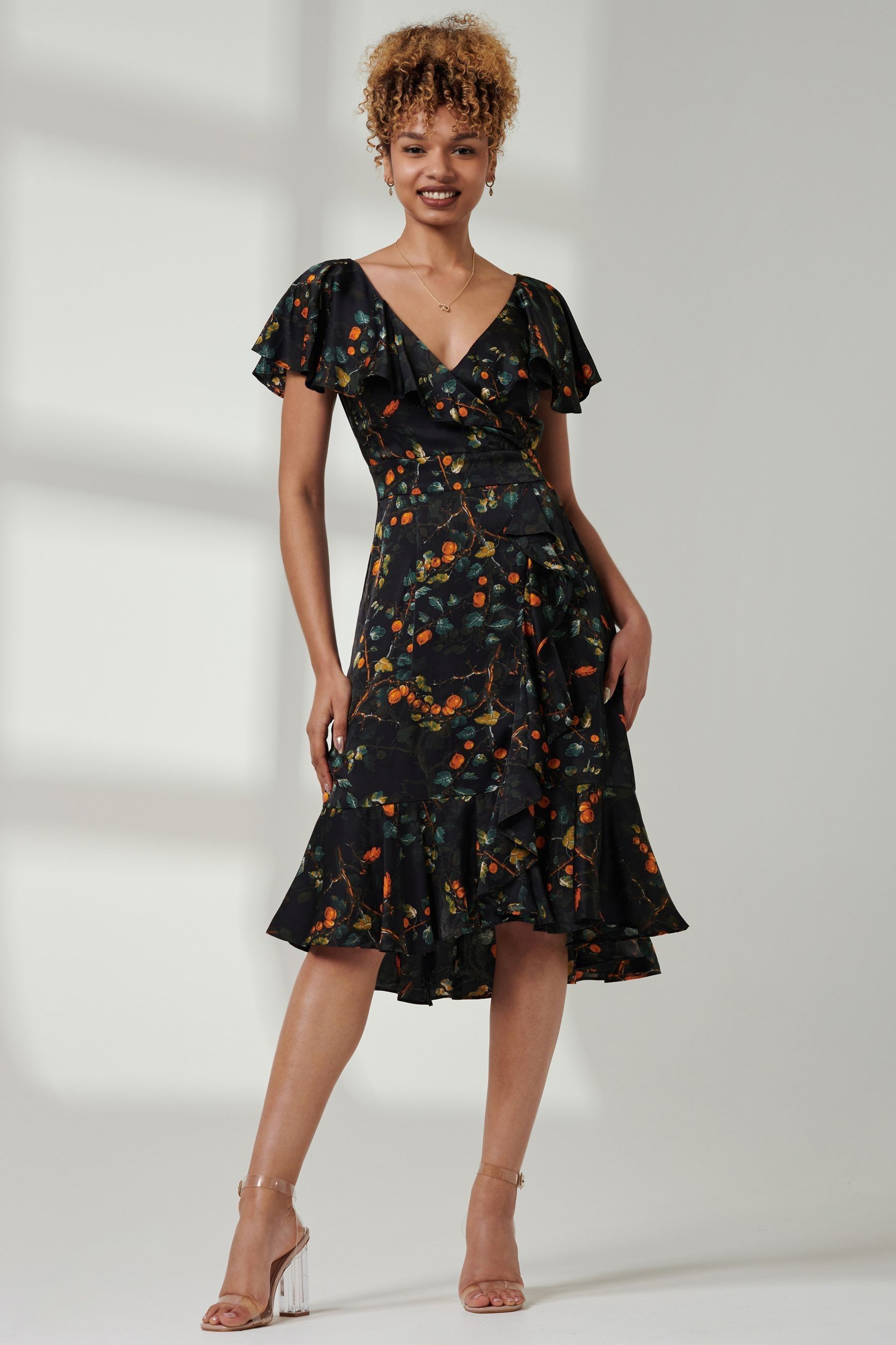 Deep plunge midi dress clearance